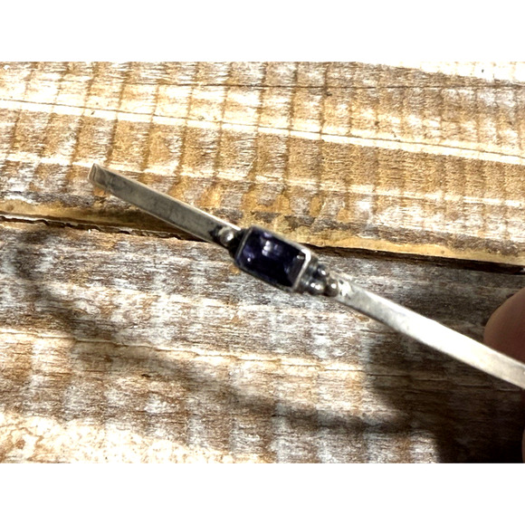 Sterling Silver Native American Lapis Cuff Bracelet Southwestern Signed AN - Picture 5 of 8